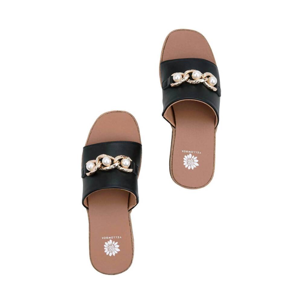 NEW YELLOWBOX women's adelfia sporty wedge sandal in black and pearl - Picture 3 of 4